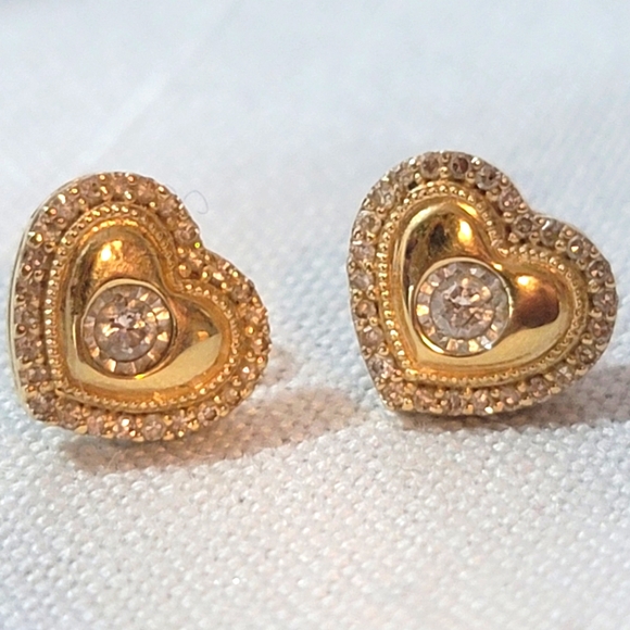Heart 14k gold earrings - Picture 1 of 5